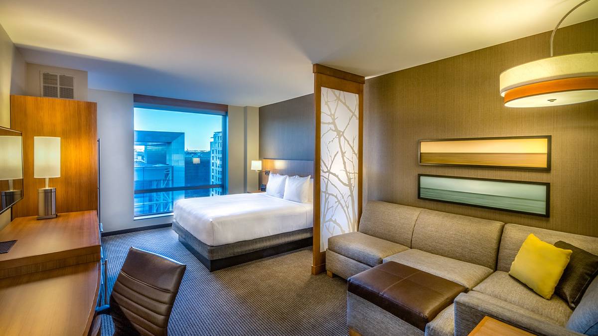 interior view of hotel room at hyatt place along the national mall in washington d.c.
